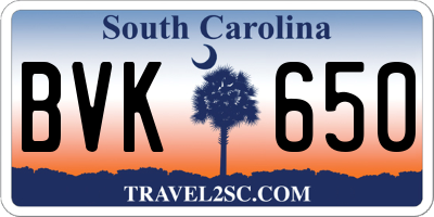 SC license plate BVK650