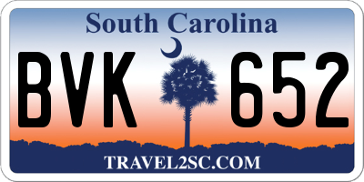 SC license plate BVK652