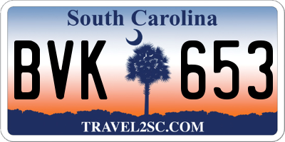 SC license plate BVK653