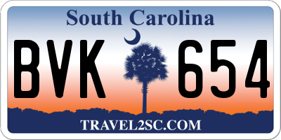 SC license plate BVK654