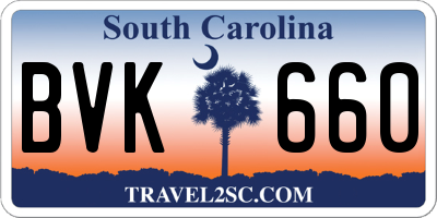 SC license plate BVK660