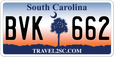 SC license plate BVK662