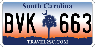 SC license plate BVK663