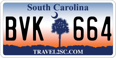 SC license plate BVK664