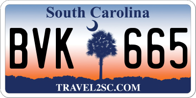 SC license plate BVK665