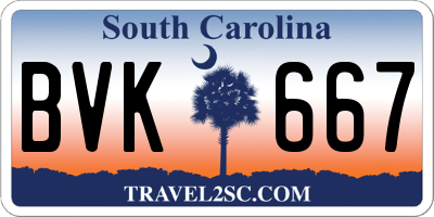 SC license plate BVK667