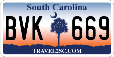 SC license plate BVK669