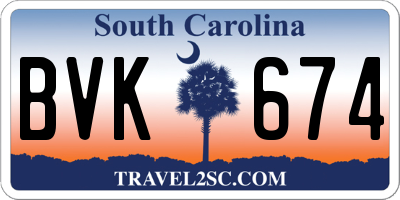 SC license plate BVK674