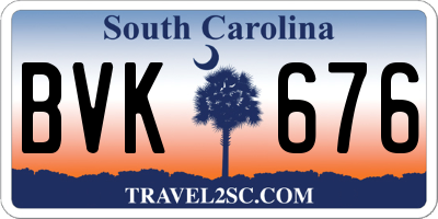 SC license plate BVK676
