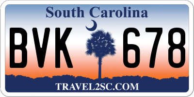 SC license plate BVK678