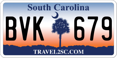 SC license plate BVK679