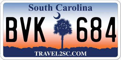 SC license plate BVK684