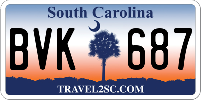 SC license plate BVK687