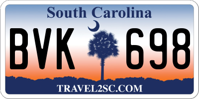 SC license plate BVK698