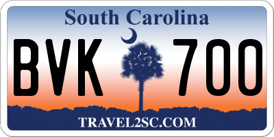 SC license plate BVK700