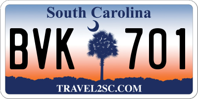 SC license plate BVK701