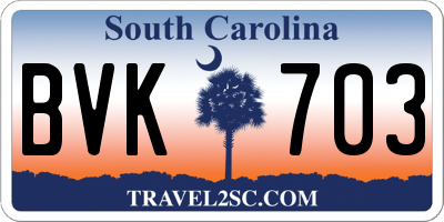 SC license plate BVK703