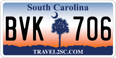 SC license plate BVK706