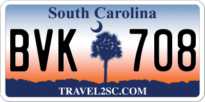SC license plate BVK708