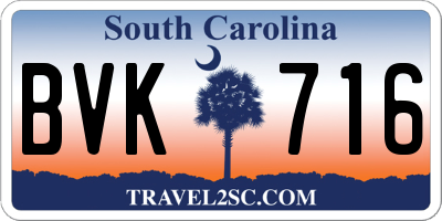 SC license plate BVK716