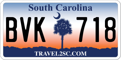 SC license plate BVK718