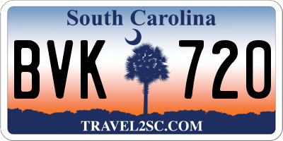 SC license plate BVK720