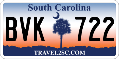 SC license plate BVK722