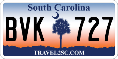 SC license plate BVK727