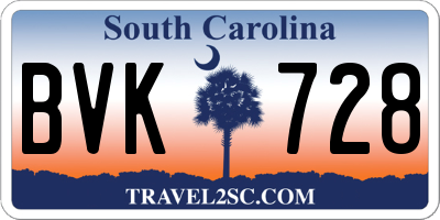 SC license plate BVK728