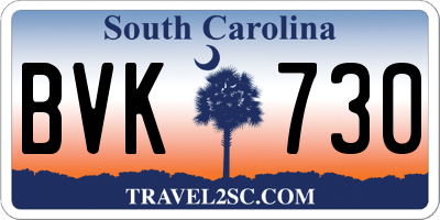 SC license plate BVK730