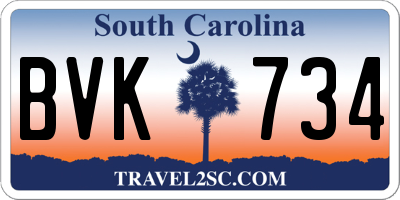 SC license plate BVK734