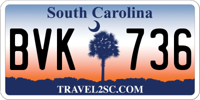 SC license plate BVK736