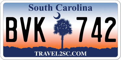 SC license plate BVK742
