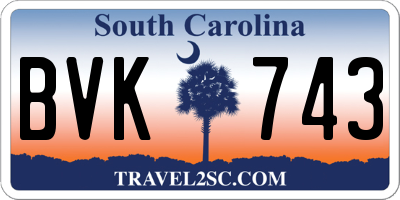 SC license plate BVK743