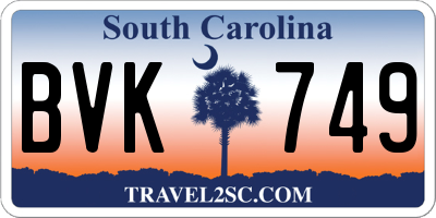 SC license plate BVK749