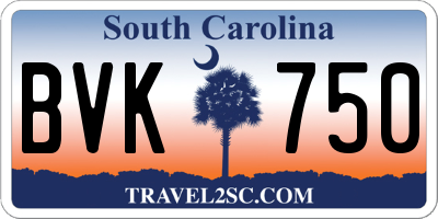 SC license plate BVK750