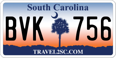 SC license plate BVK756