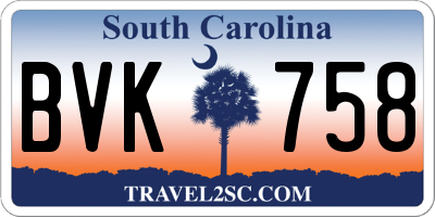 SC license plate BVK758