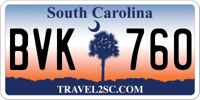 SC license plate BVK760