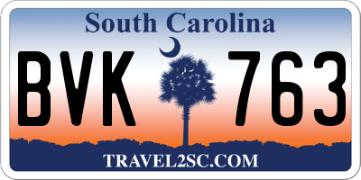 SC license plate BVK763