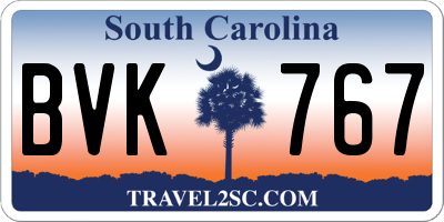 SC license plate BVK767