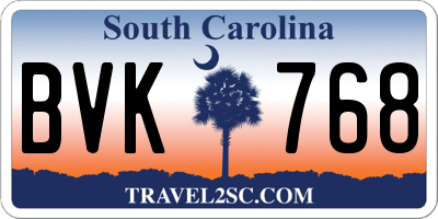 SC license plate BVK768