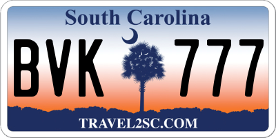 SC license plate BVK777