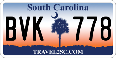 SC license plate BVK778