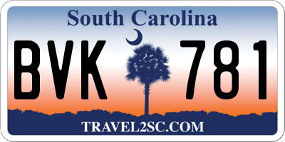 SC license plate BVK781