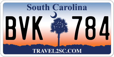 SC license plate BVK784