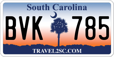 SC license plate BVK785