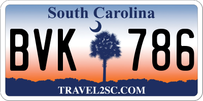 SC license plate BVK786
