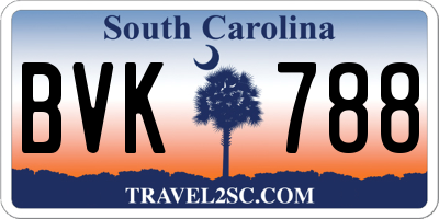 SC license plate BVK788