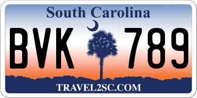 SC license plate BVK789